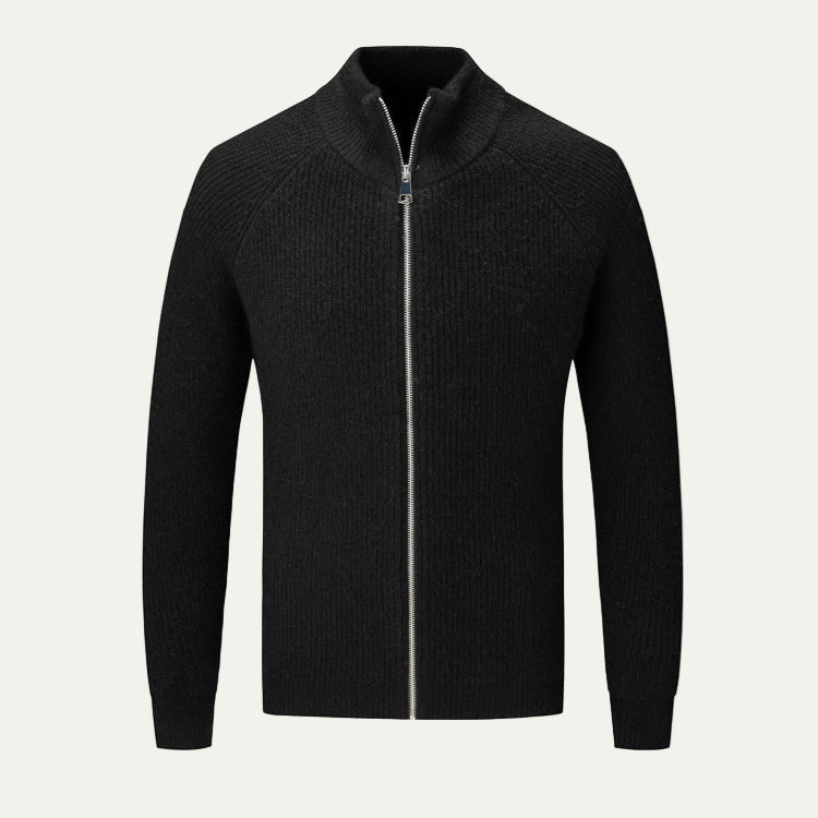 Men’s Ribbed High Collar Zip Cardigan