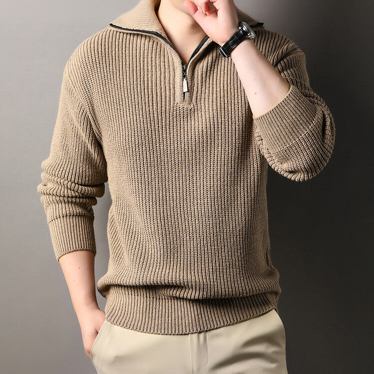 Cevori Knit Style Structured Half Zip Jumper