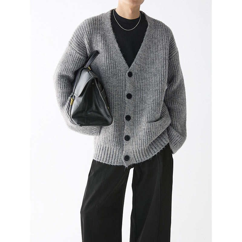 Men’s Oversized Textured Knit Cardigan
