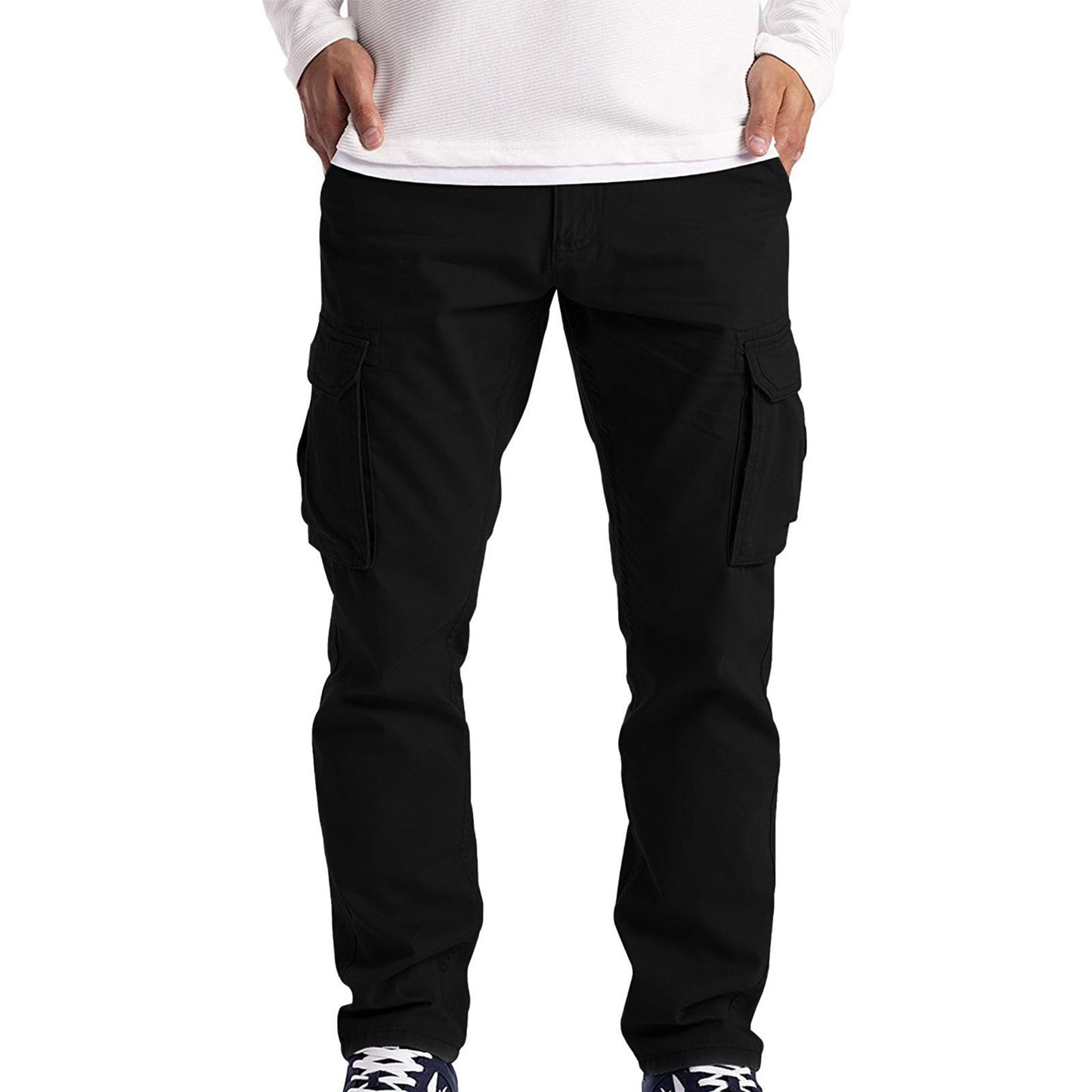 Men's Casual Cotton Cargo Trousers with Super-Stretch Comfort and Multiple Pockets