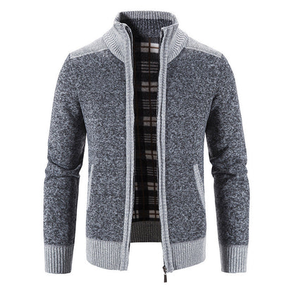 Men’s Chunky Knit Full Zip Mock Neck Cardigan