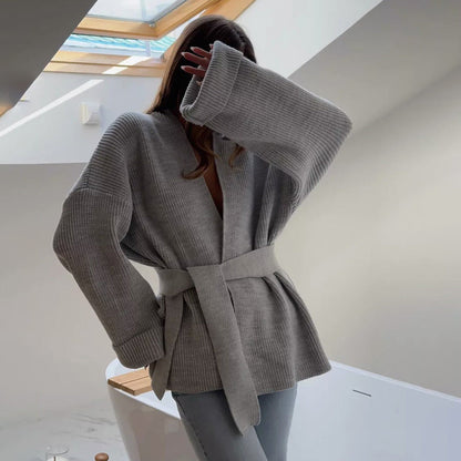 Soft Women's Cable Knit Wrap Sweater