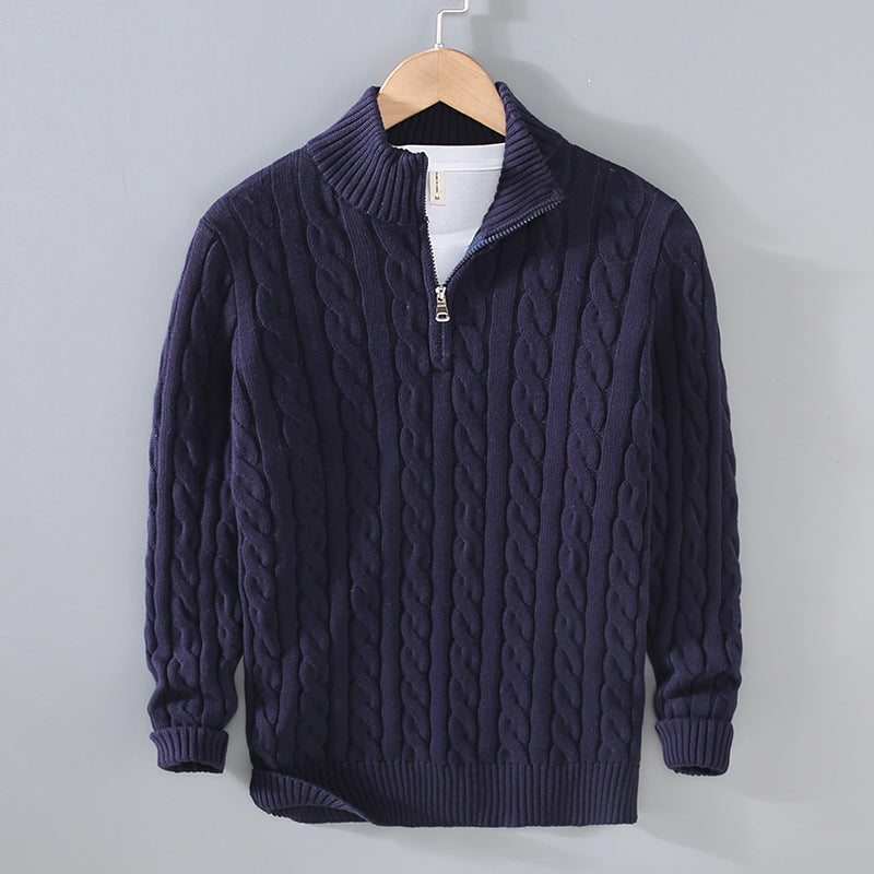 Men's cotton half-zip sweater