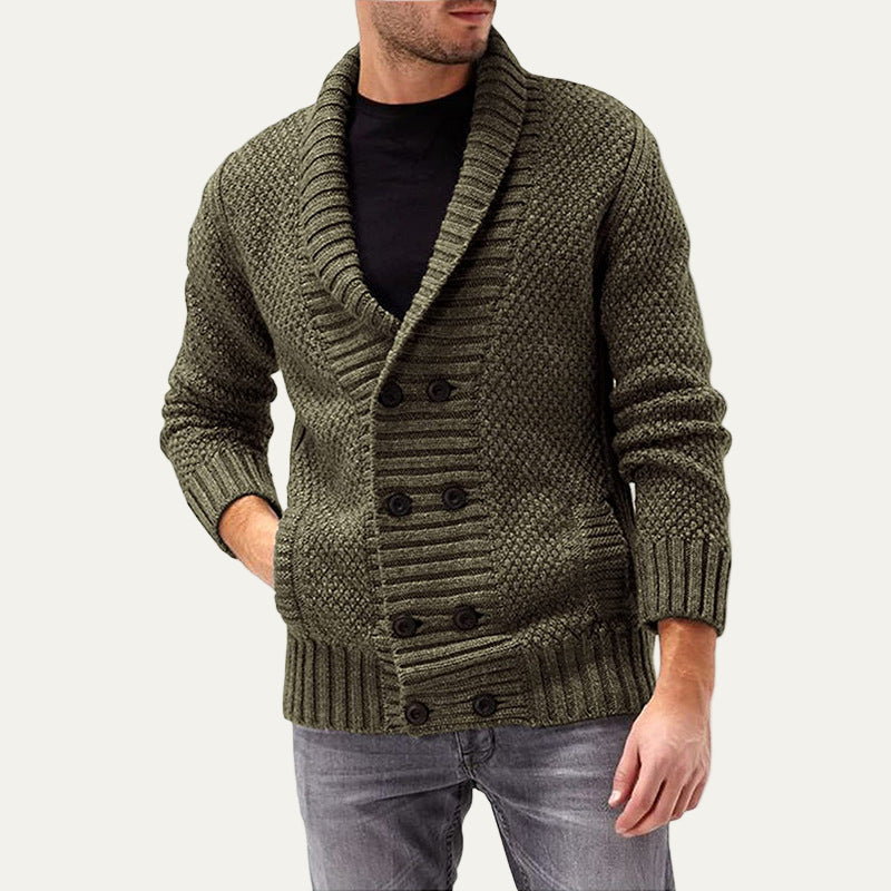 Men’s Double Breasted Chunky Rib Knit Cardigan