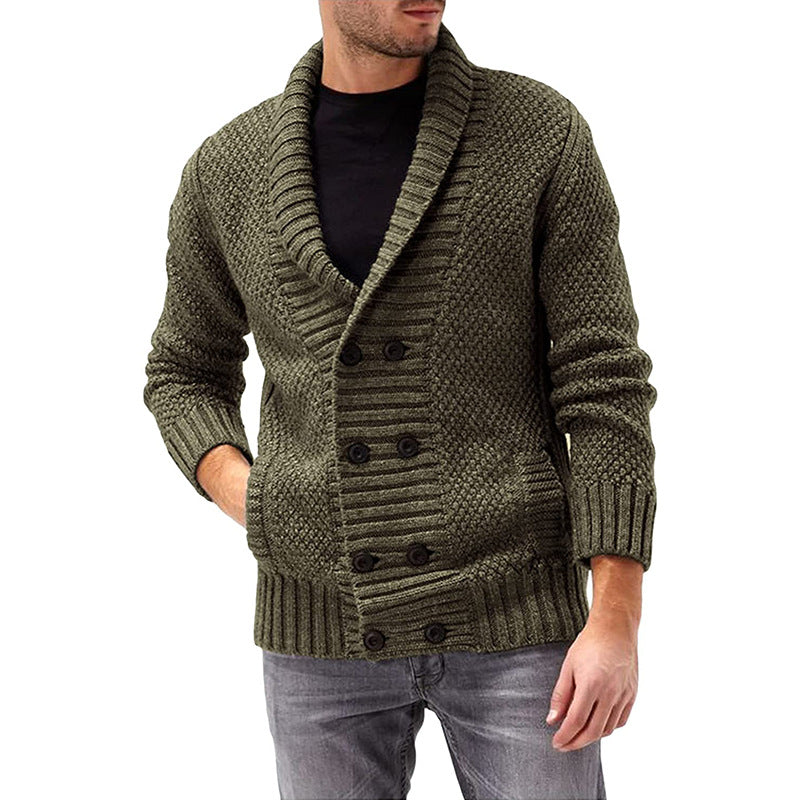 Cevori Double Button Placket Structured Cardigan