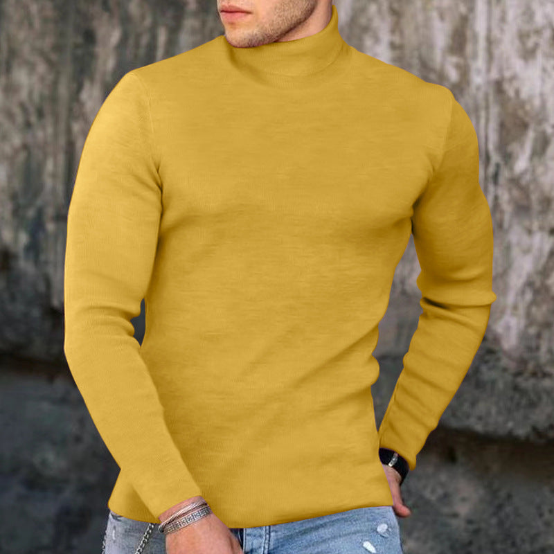 Men’s Form Fitting Soft Knit Turtleneck Top