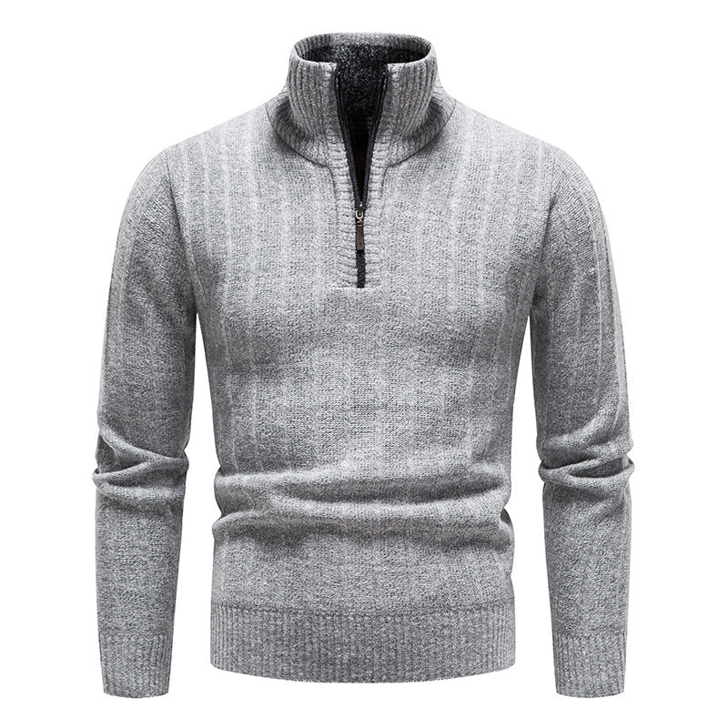 Men’s Textured Stand-Up Collar Sweater
