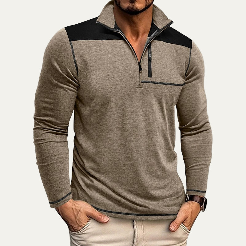 Men’s Slim Fit Zip Stand Collar Pullover