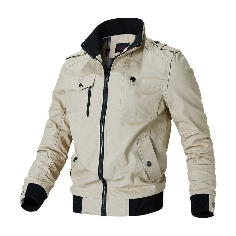 Men's Slim Fit Tactical Jacket with Zip Pockets