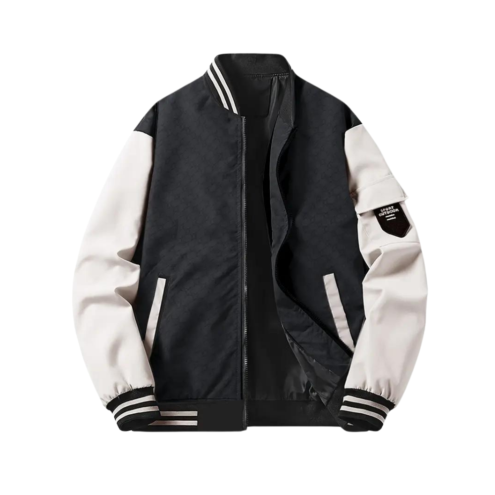 Men’s Contrast Sleeve Patterned Bomber Jacket