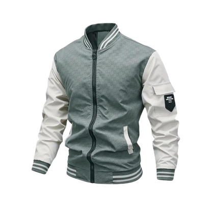 Men’s Contrast Sleeve Patterned Bomber Jacket