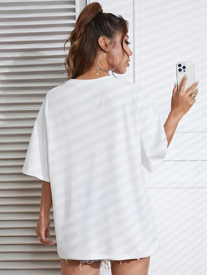 Olivette Shirt | Round Neck Sporty Y2K T-Shirt with Loose Short Sleeves