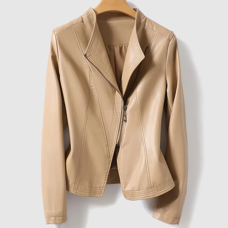 Chic Vegan Leather Zip Jacket for Women