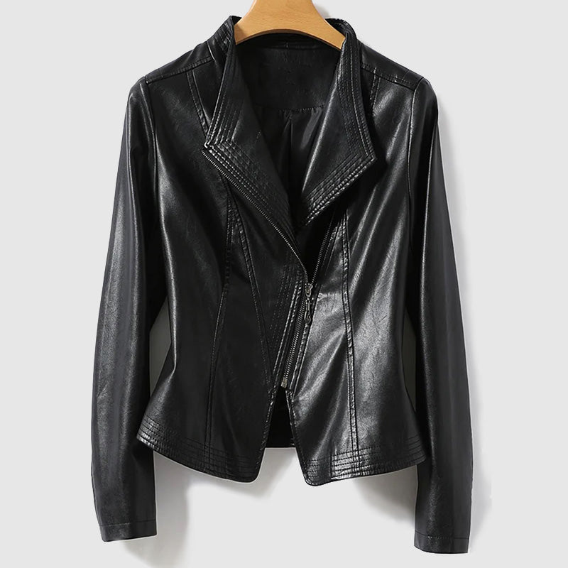 Chic Vegan Leather Zip Jacket for Women