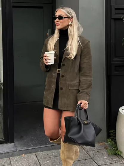 Yara | Stylish brown women's coat with a luxurious finish