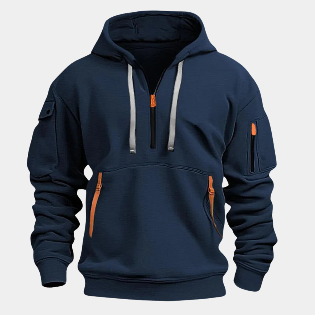 Men’s Multi Pocket Fleece Hooded Casual Shirt