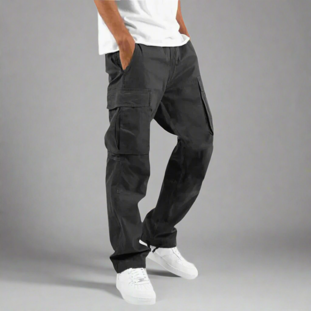 Men's Casual Stretch Cargo Trousers with Comfortable Regular Fit