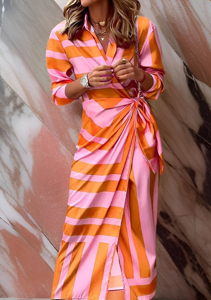 Classic Stripe Wrap Around Dress for Women