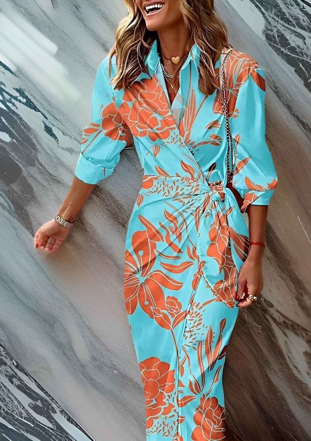 Classic Stripe Wrap Around Dress for Women
