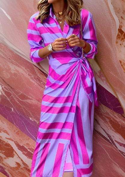 Classic Stripe Wrap Around Dress for Women