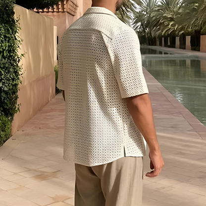Men's Crochet Shirt - Open Knit Shirt for Summer
