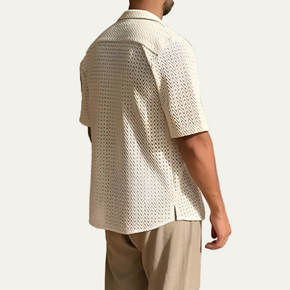 Men’s Chevron Knit Camp Collar Resort Shirt