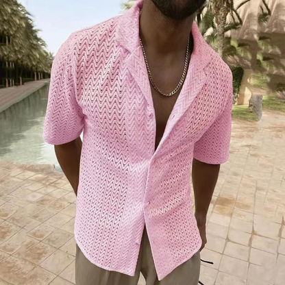 Men's Crochet Shirt - Open Knit Shirt for Summer