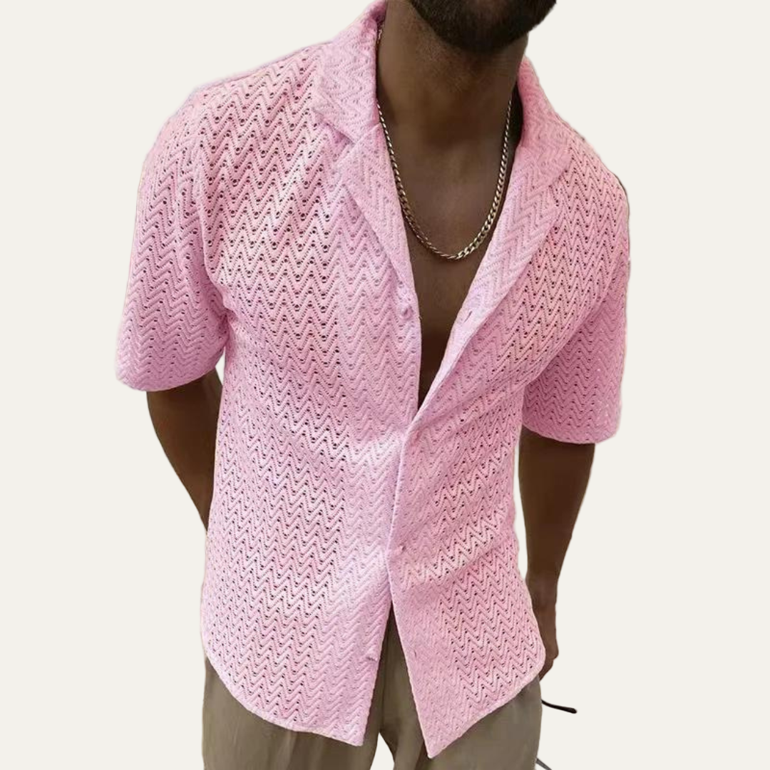 Men’s Chevron Knit Camp Collar Resort Shirt