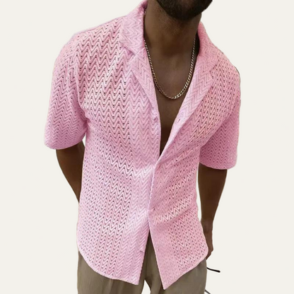 Men’s Chevron Knit Camp Collar Resort Shirt