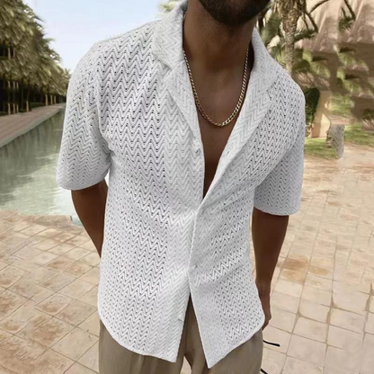 Men's Crochet Shirt - Open Knit Shirt for Summer