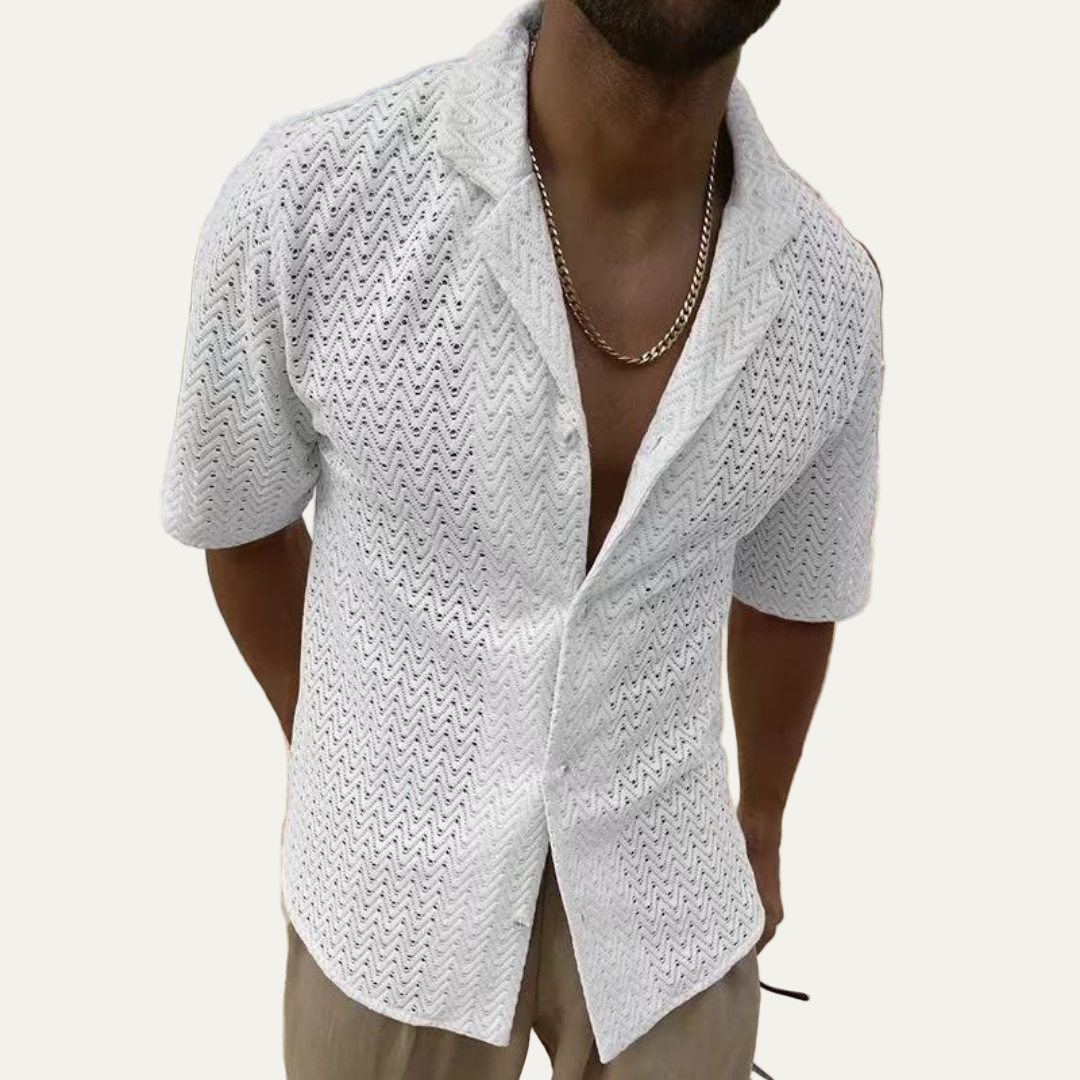 Men’s Chevron Knit Camp Collar Resort Shirt