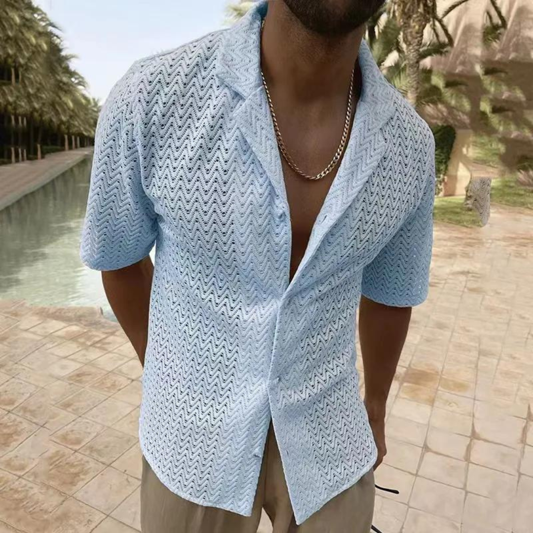 Men's Crochet Shirt - Open Knit Shirt for Summer