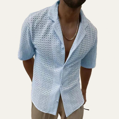 Men’s Chevron Knit Camp Collar Resort Shirt