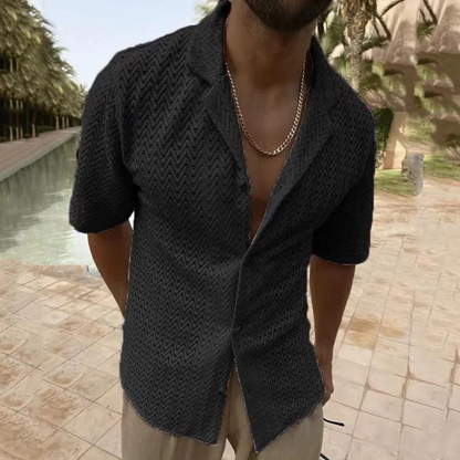 Men's Crochet Shirt - Open Knit Shirt for Summer