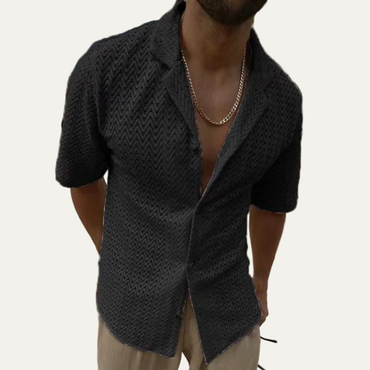 Men’s Chevron Knit Camp Collar Resort Shirt