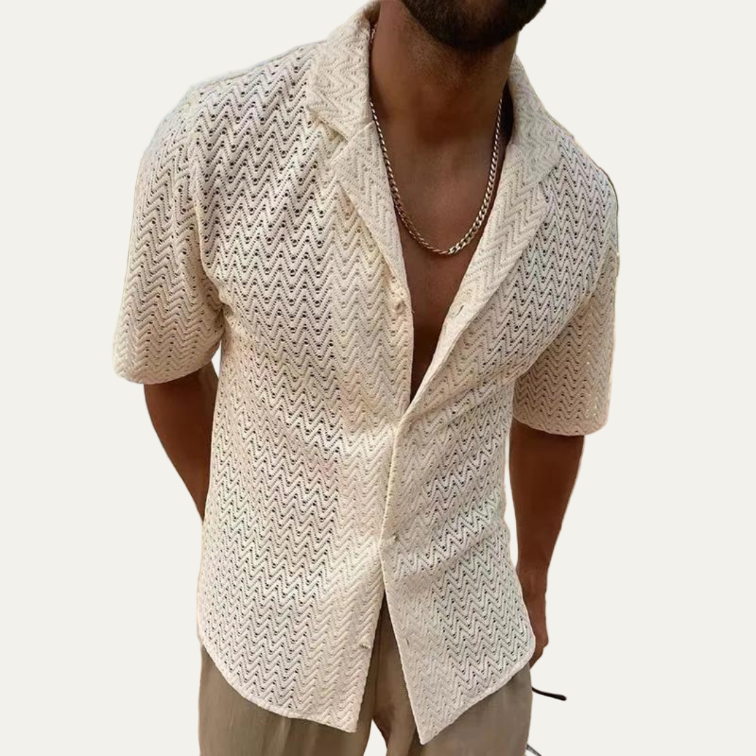 Men’s Chevron Knit Camp Collar Resort Shirt