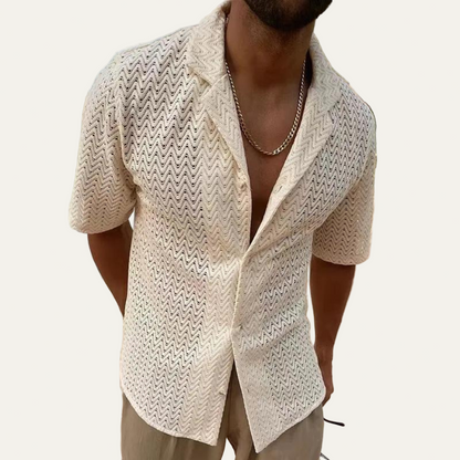 Men’s Chevron Knit Camp Collar Resort Shirt