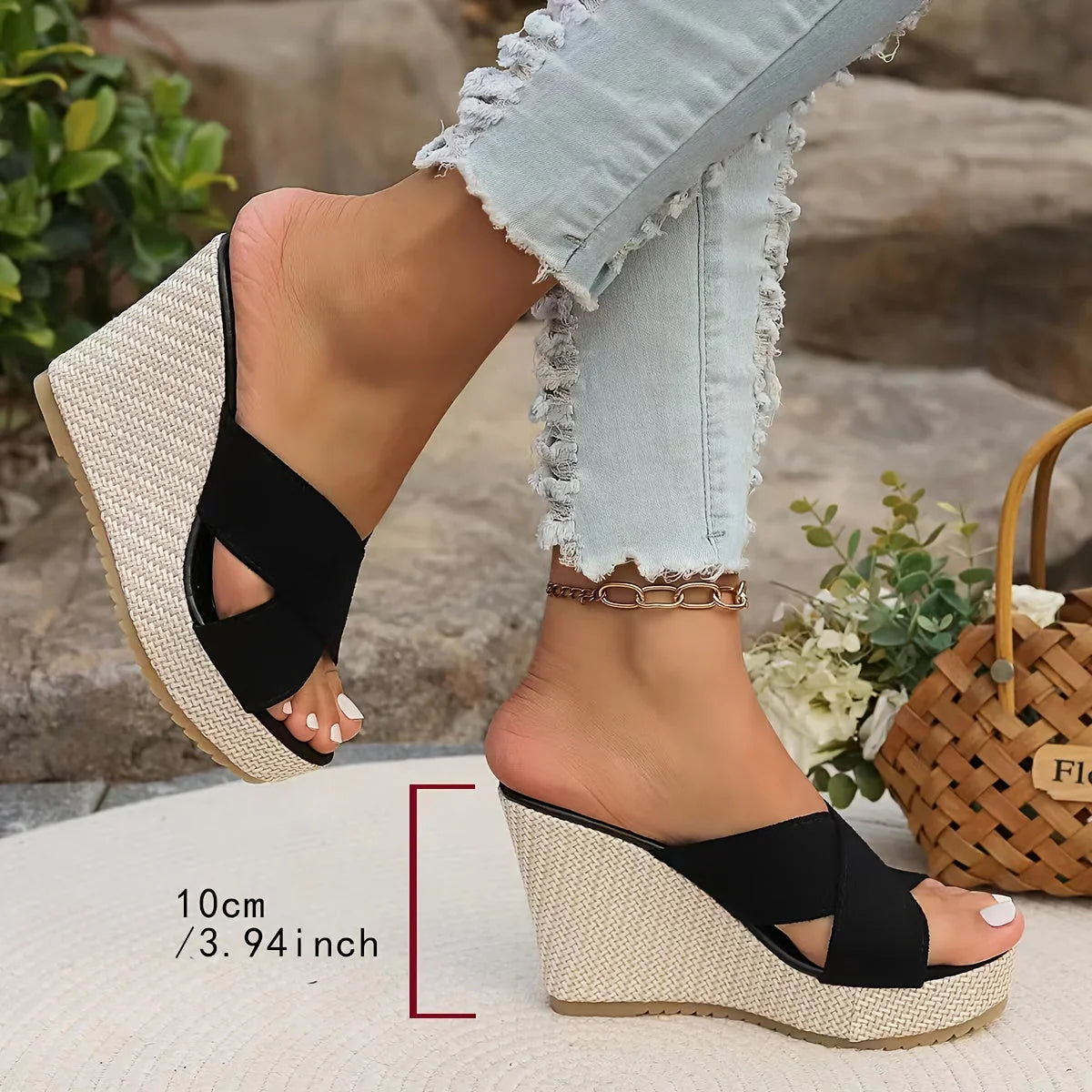 Orlena Sandals | Cross Strap Wedge Sandals with Platform Sole