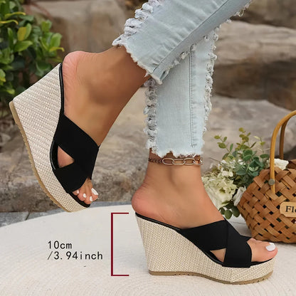 Orlena Sandals | Cross Strap Wedge Sandals with Platform Sole