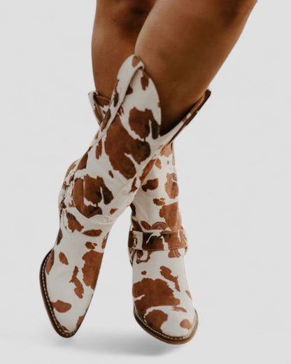 Orthopedic Cow Print Western Cowboy Boots for Women