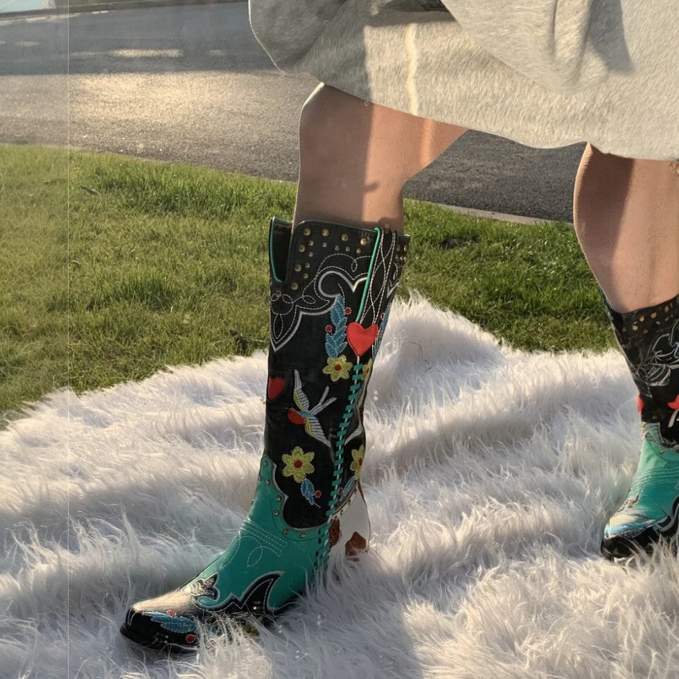 Orthopedic Embroidered Western Cowboy Boots for Women