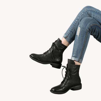 Women’s Genuine Leather Lace-Up Ankle Boots