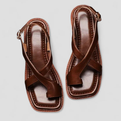 Orthopedic Leather Cross Strap Sandals for Women