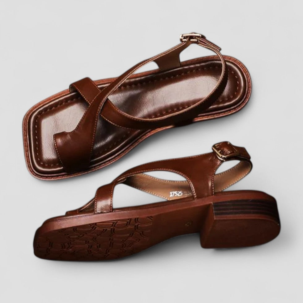 Orthopedic Leather Cross Strap Sandals for Women