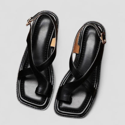 Orthopedic Leather Cross Strap Sandals for Women