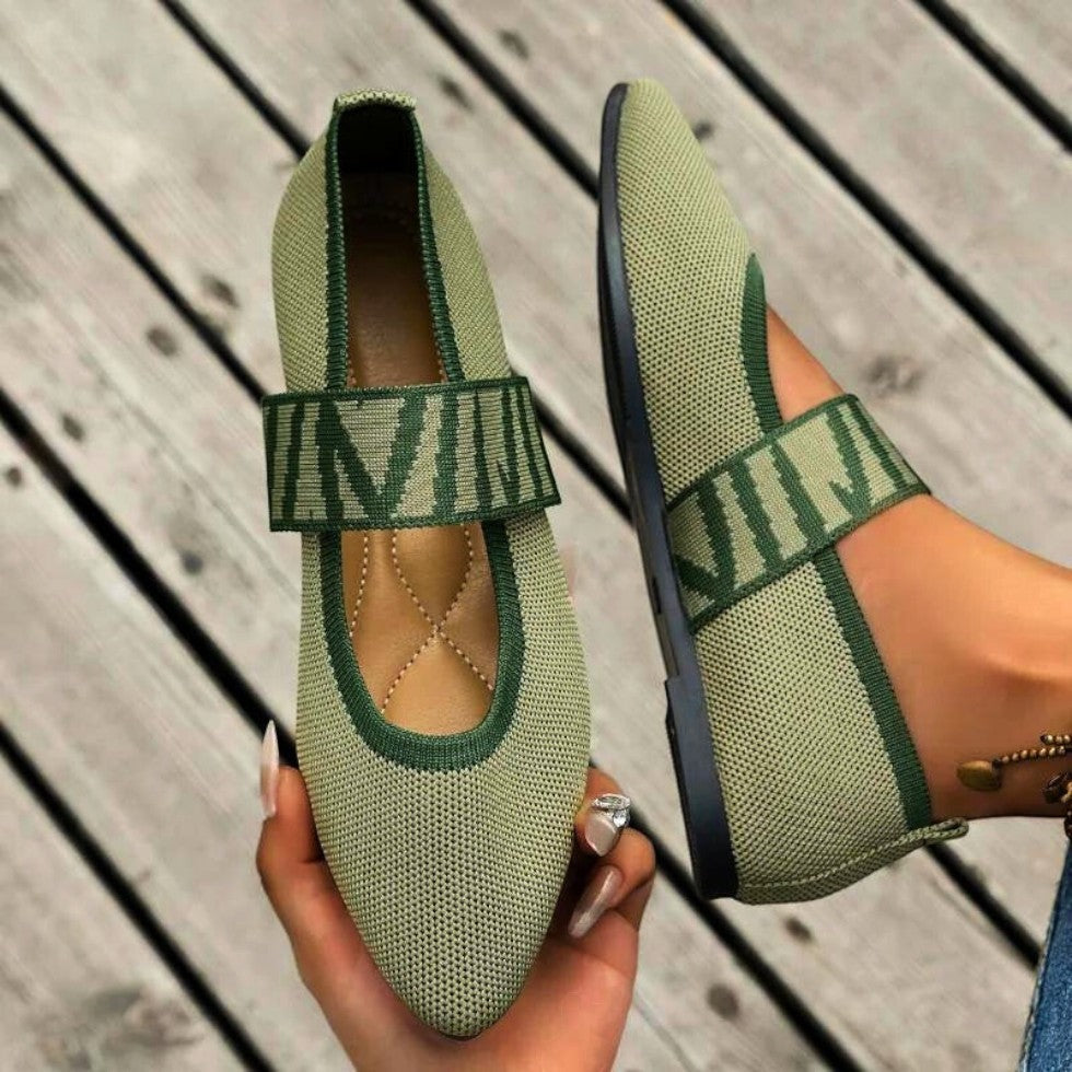 Women’s Knitted Color-Block Ballet Flats