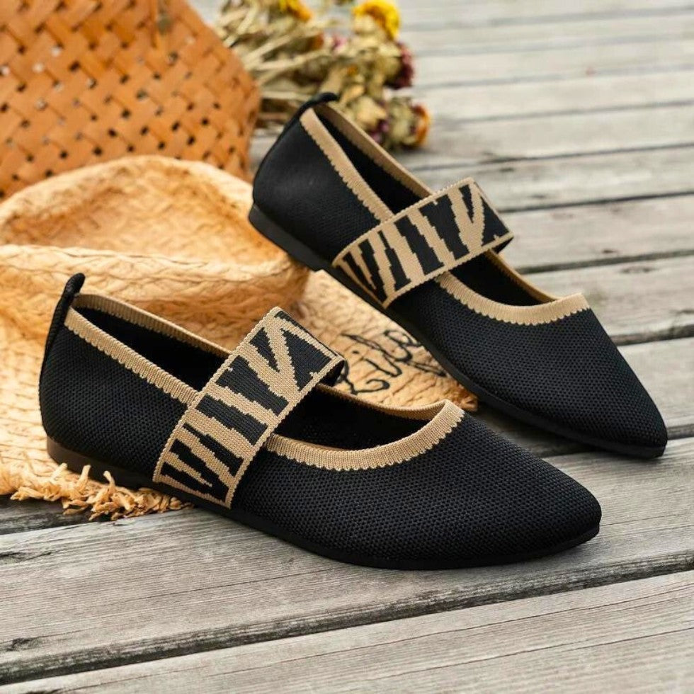 Women’s Knitted Color-Block Ballet Flats