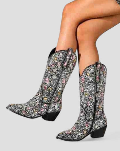 Orthopedic Rhinestone Western Cowboy Boots for Women