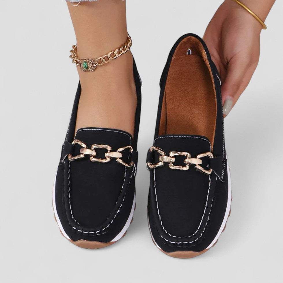 Orthopedic Suede Chain Detail Loafers for Women