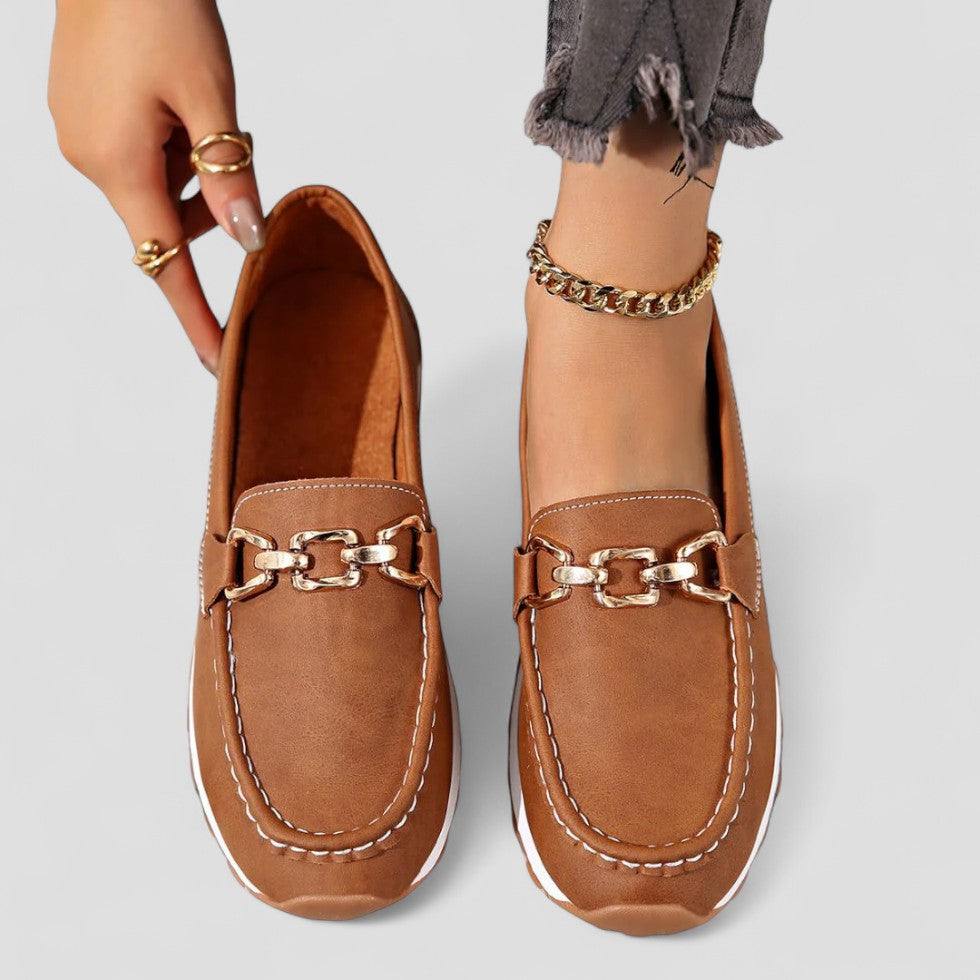 Orthopedic Suede Chain Detail Loafers for Women